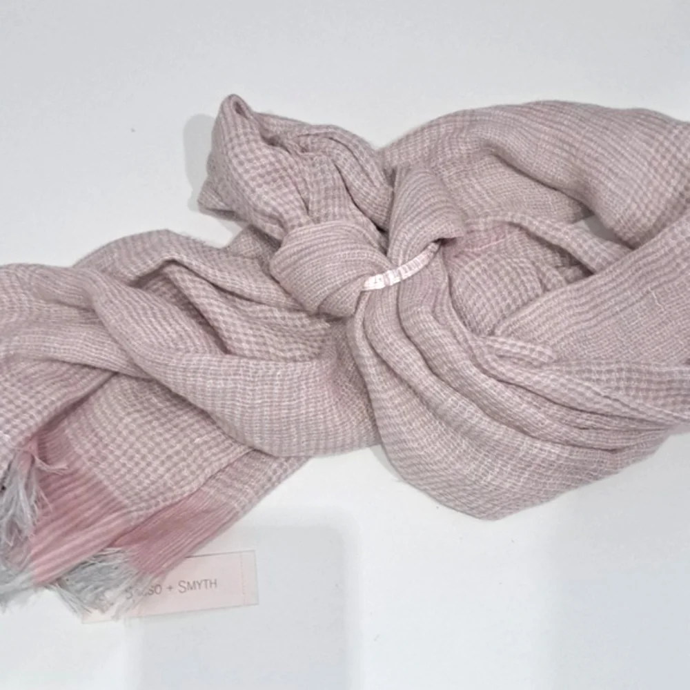Sasso + Smyth Linen Blend Pink & White Scarf